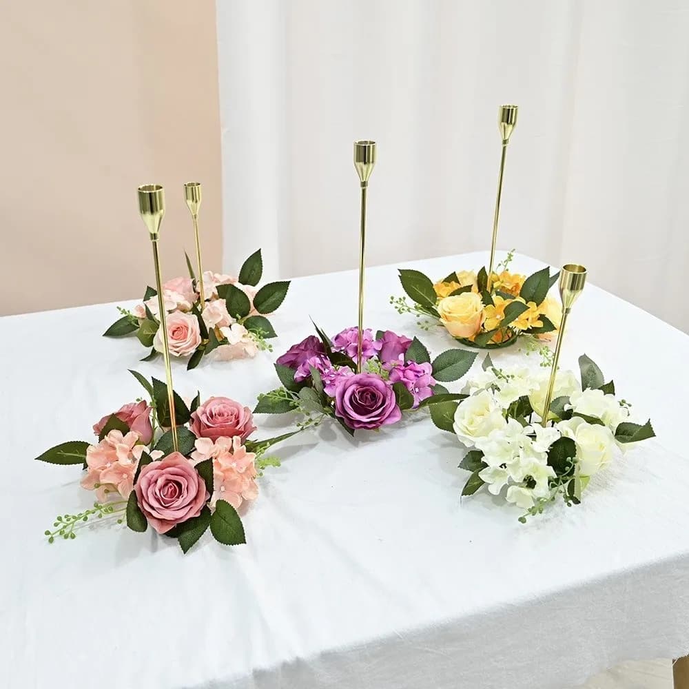 20cm Silk Artificial Flowers Simulated European Style Candle Rings Wreaths Fake Rose Flower Window Display