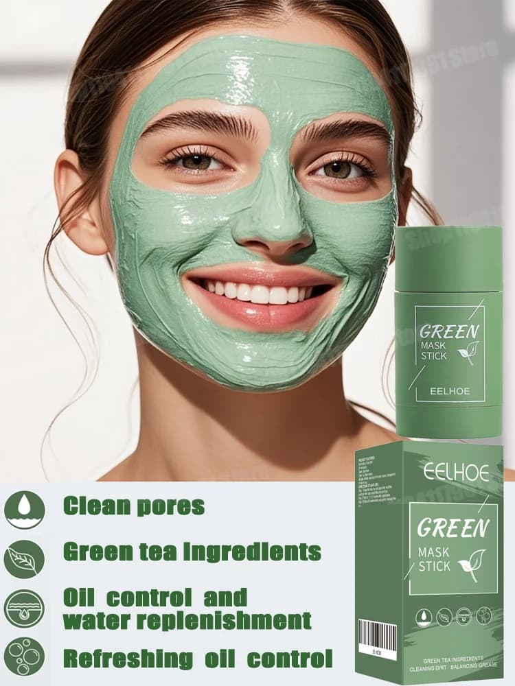 Green Tea Eggplant Solid Mask Stick Green Tea Honey Peach Cleaning Pore Moisturizing Long Charcoal Eggplant Mud Film