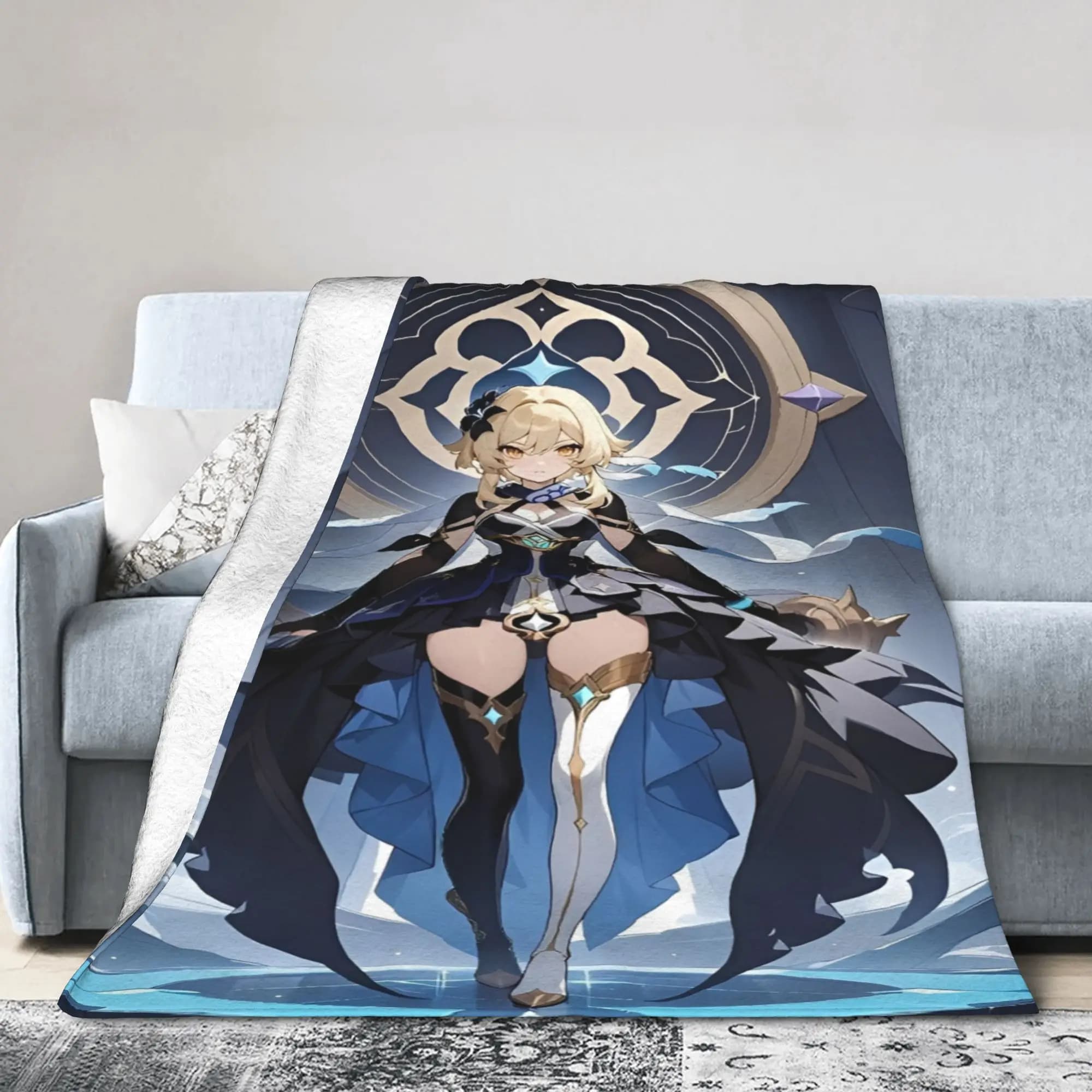 Coperta in morbido pile corallo Genshin Impact, regalo curativo, coperta decorativa per letto
