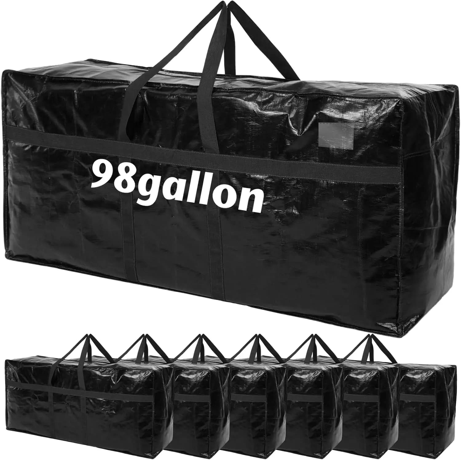 Set di 4 Sacchi per Trasloco Extra Grandi da 98 Galloni, Resistenti con Cerniera, Pieghevoli per Viaggi, Vestiti, Coperte, Cuscini