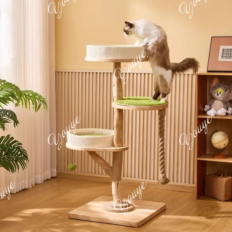 All solid wood climbing frame cat nest tree integrated large cat nest villa cat toy oak series