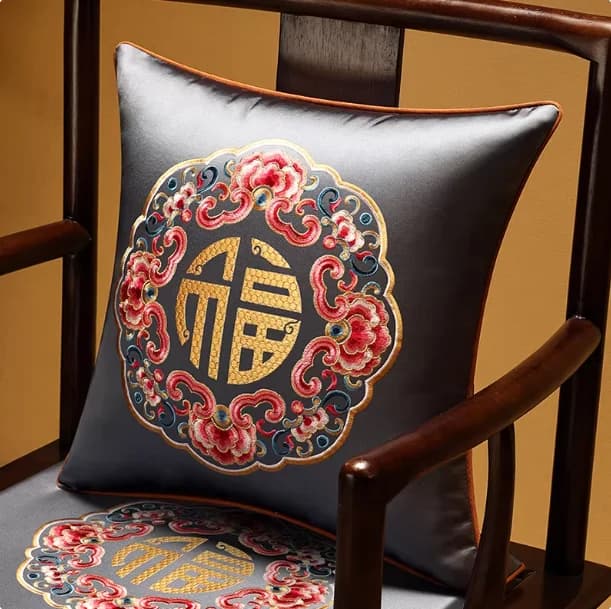 Cuscini Decorativi in Stile Cinese, Schienali per Divano in Legno Rosso, Cuscini per Letto, Federe Grandi, Poggiatesta, Cuscini di Supporto Lombare