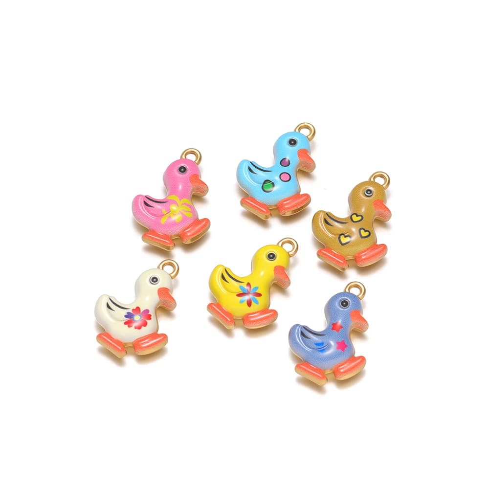 4pcs Stainless Steel Colorful Enamel Duck Pendants Animal Charms for Kids Earrings Bracelet Making DIY Necklace Jewelry Supplies