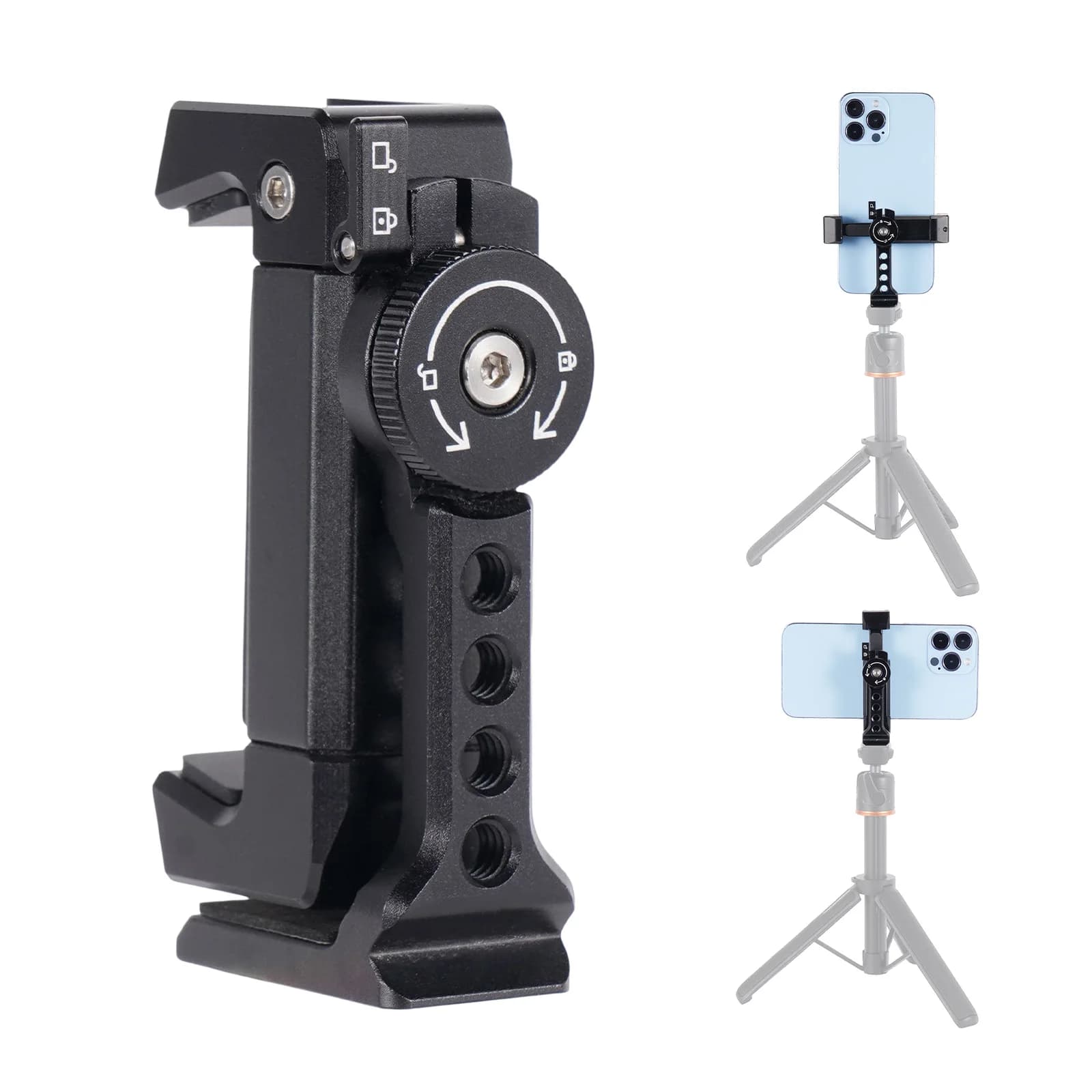 Metal Phone Clip Holder with Cold Shoe Mount for Tripod Led Light 360° Rotation Phone Bracket for Smartphone Action Cam Dropship