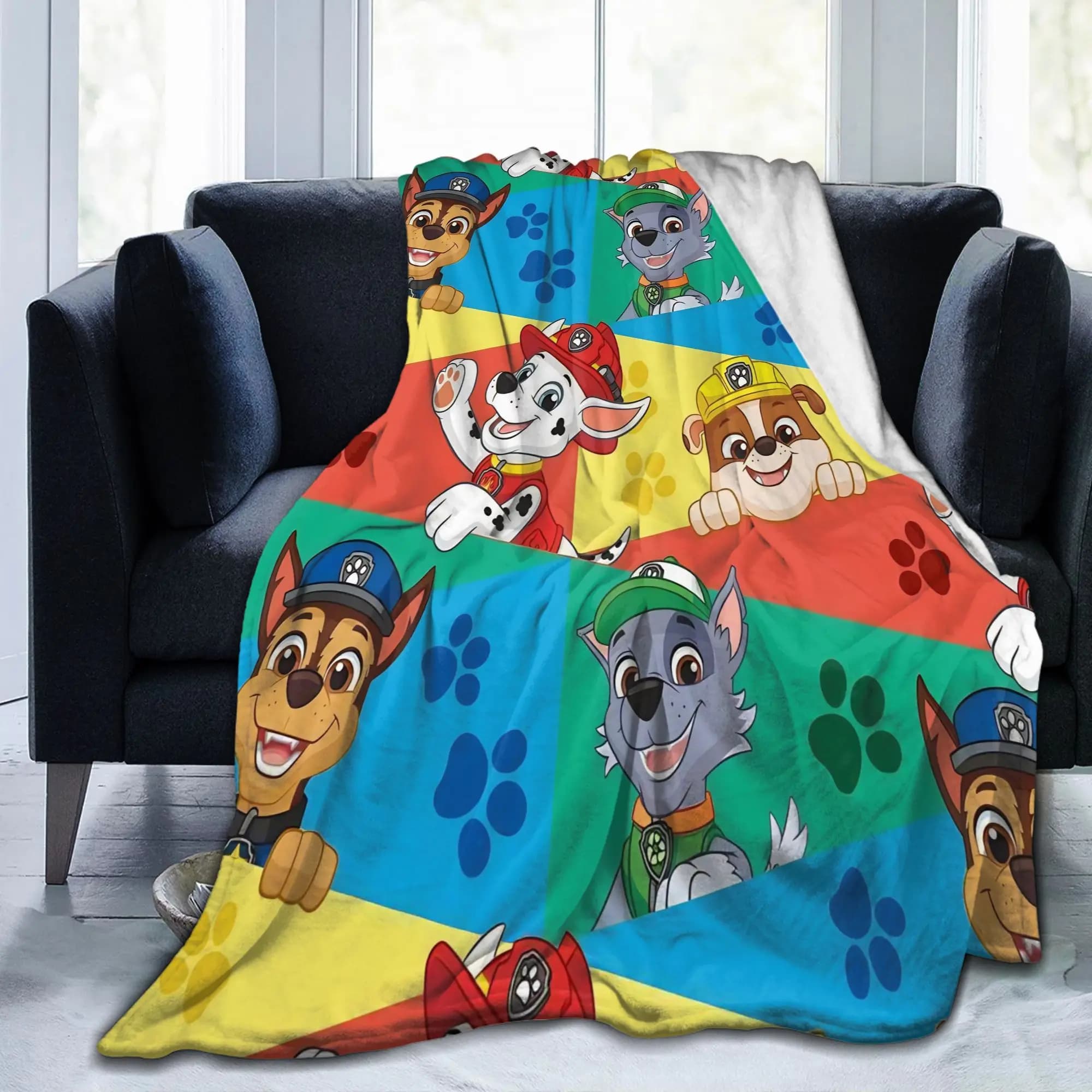 Coperte di lana con cartoni animati per cani con zampe Fantastiche coperte da tiro per la casa Copriletto 125 * 100 cm