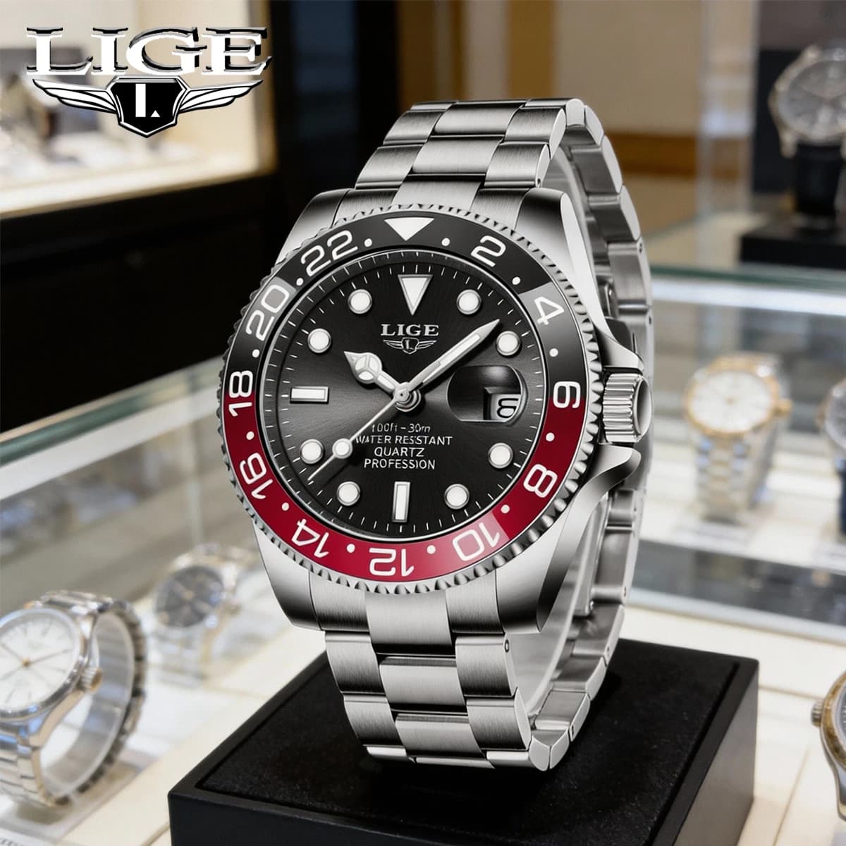 LIGE Nuovi orologi da coppia di lusso Orologi al quarzo Orologio da polso in acciaio inossidabile moda impermeabile 30M Orologio da amore regalo di San Valentino + scatola
