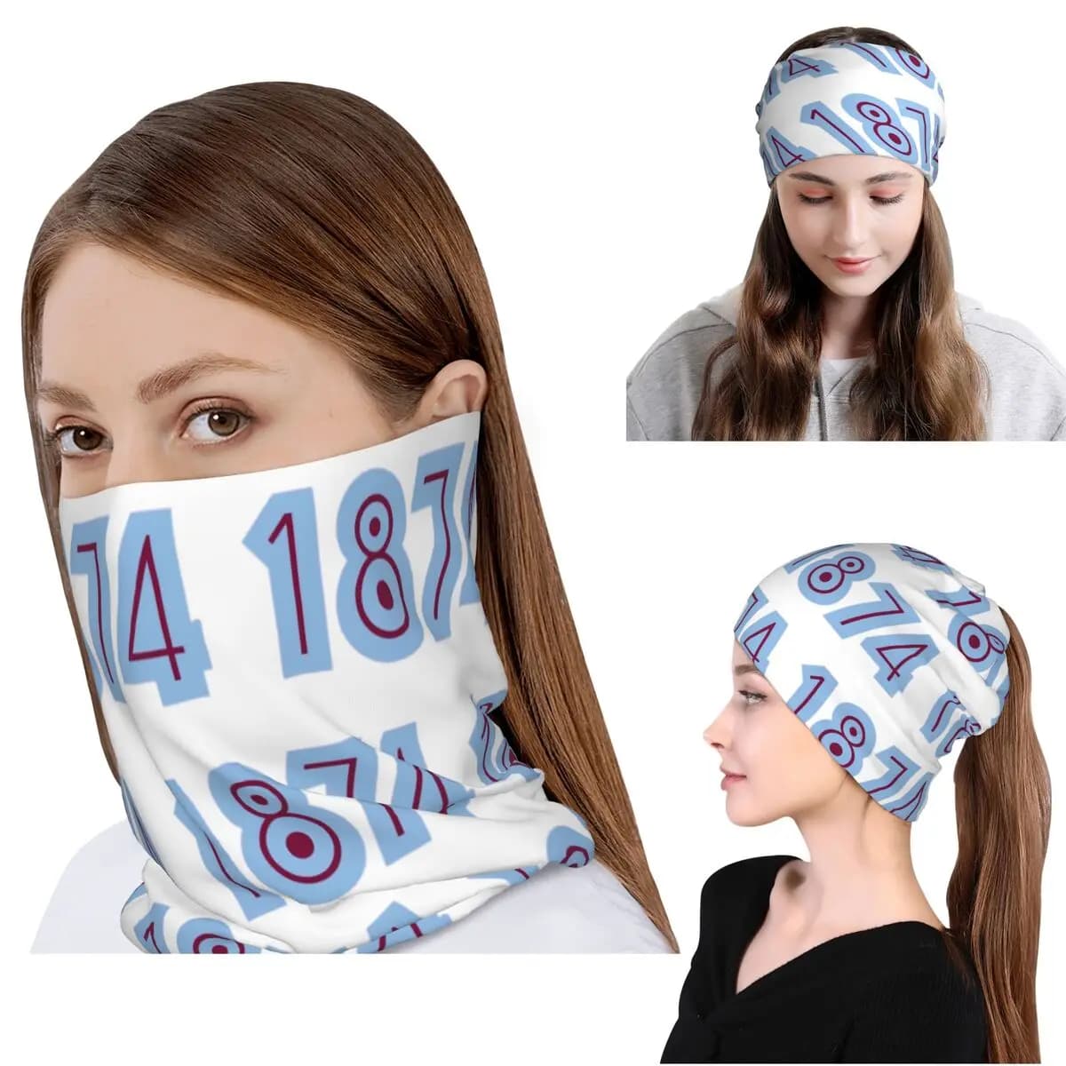 Aston Villa 1874 Bandana Copricollo Sciarpa magica Sciarpa multiuso per ciclismo Cappello con berretto Unisex Adulto Antivento