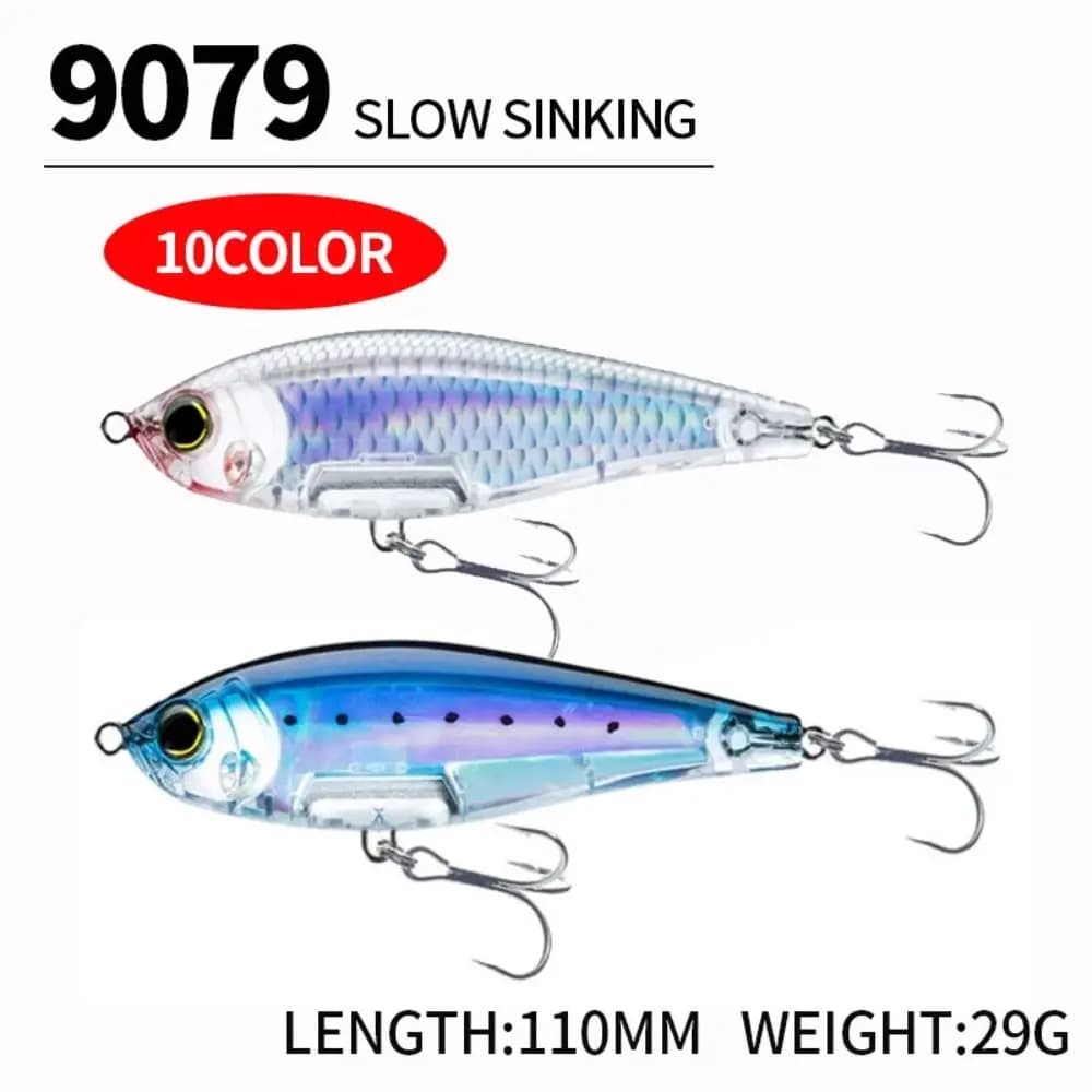 1PC 110mm 29g esca da pesca che affonda lentamente occhi 3D VIB esca da pesca Minnow Wobbler Bass esca artificiale attrezzatura da pesca