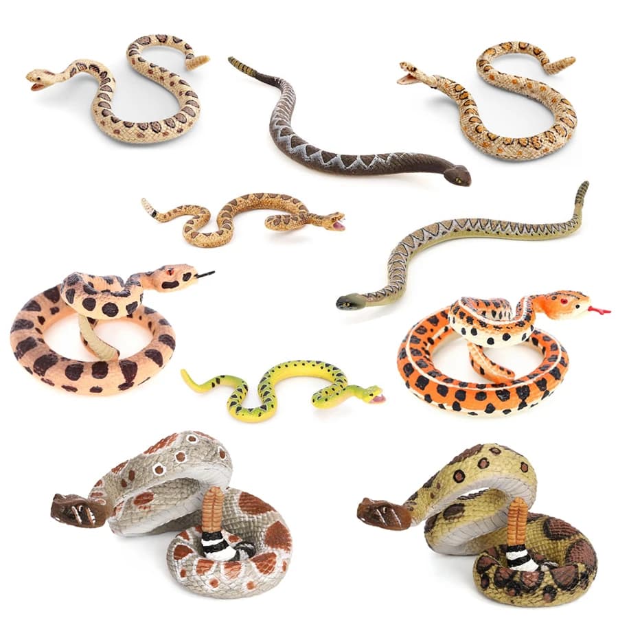 Realistic Wild Diamondback Rattlesnake Snake Reptile Animals Model Figure Desert Snakes Wildlife Collection Educational Toys