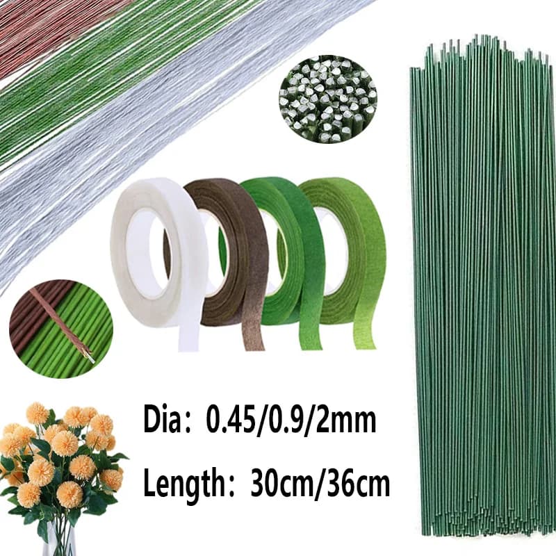 Steli di filo floreale verde chiaro calibro 22/20 per realizzare fiori artificiali, filo per fioristi, filo per fiori per artigianato