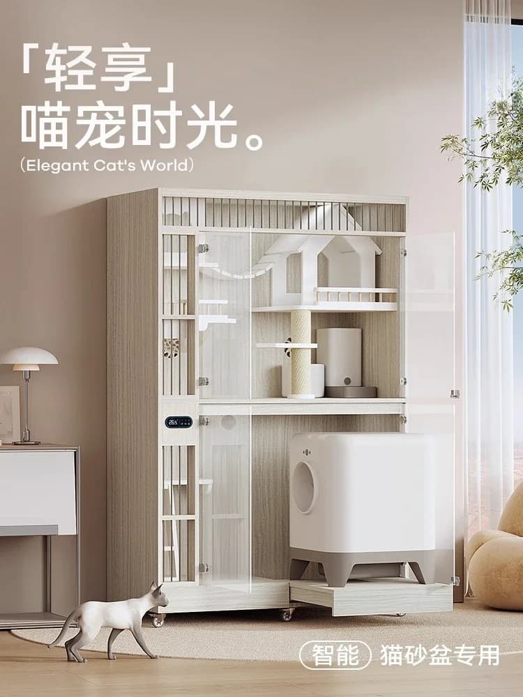 AAFresh Wind Villa Home Armadietto per gatti per interni Lettiera per gatti automatica intelligente Casetta per gatti