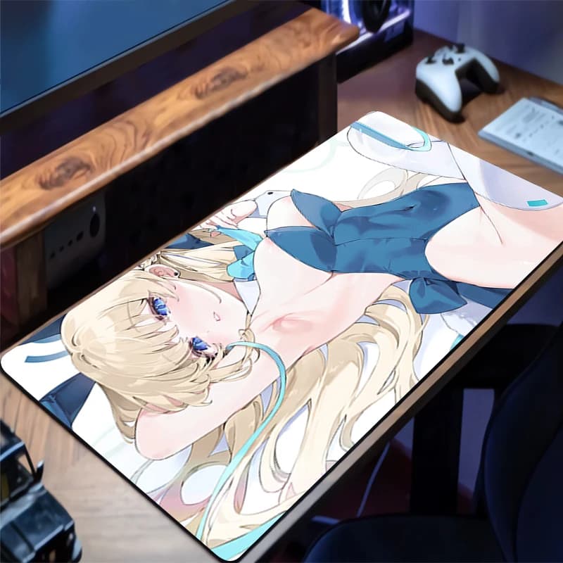 Tappetino per mouse Anime Tappetino per mouse in gomma antiscivolo Tappetino per scrivania da ufficio Accessori per PC da gioco Grande archivio blu Asuma Toki Tappetino per tastiera per giocatori