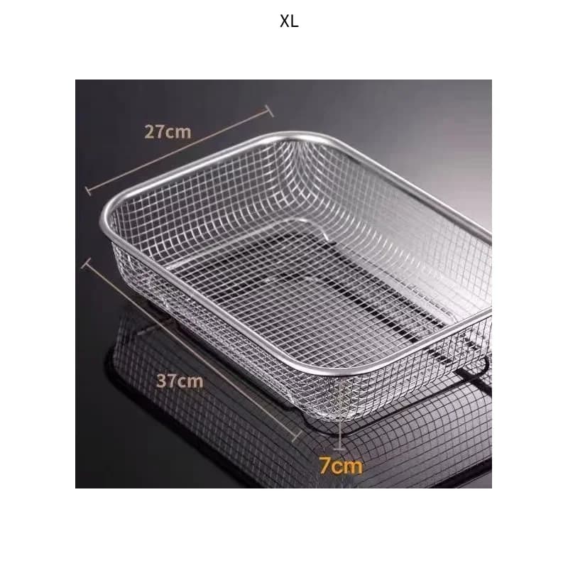 Square Thick Air Fryer Basket For Oven Stainless Steel Grill Basket Non-Stick Mesh Basket Air Fryer Tray Wire Rack Basket【NN71】