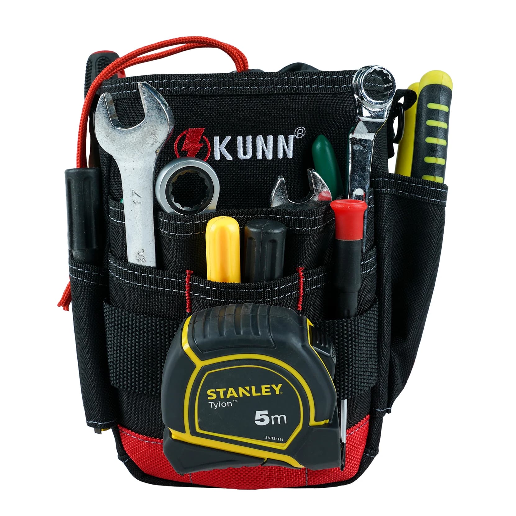 KUNN piccola borsa per attrezzi da elettricista Utility borsa da cintura per attrezzi con cerniera, buste per attrezzi con chiusura a coulisse superiore compatta