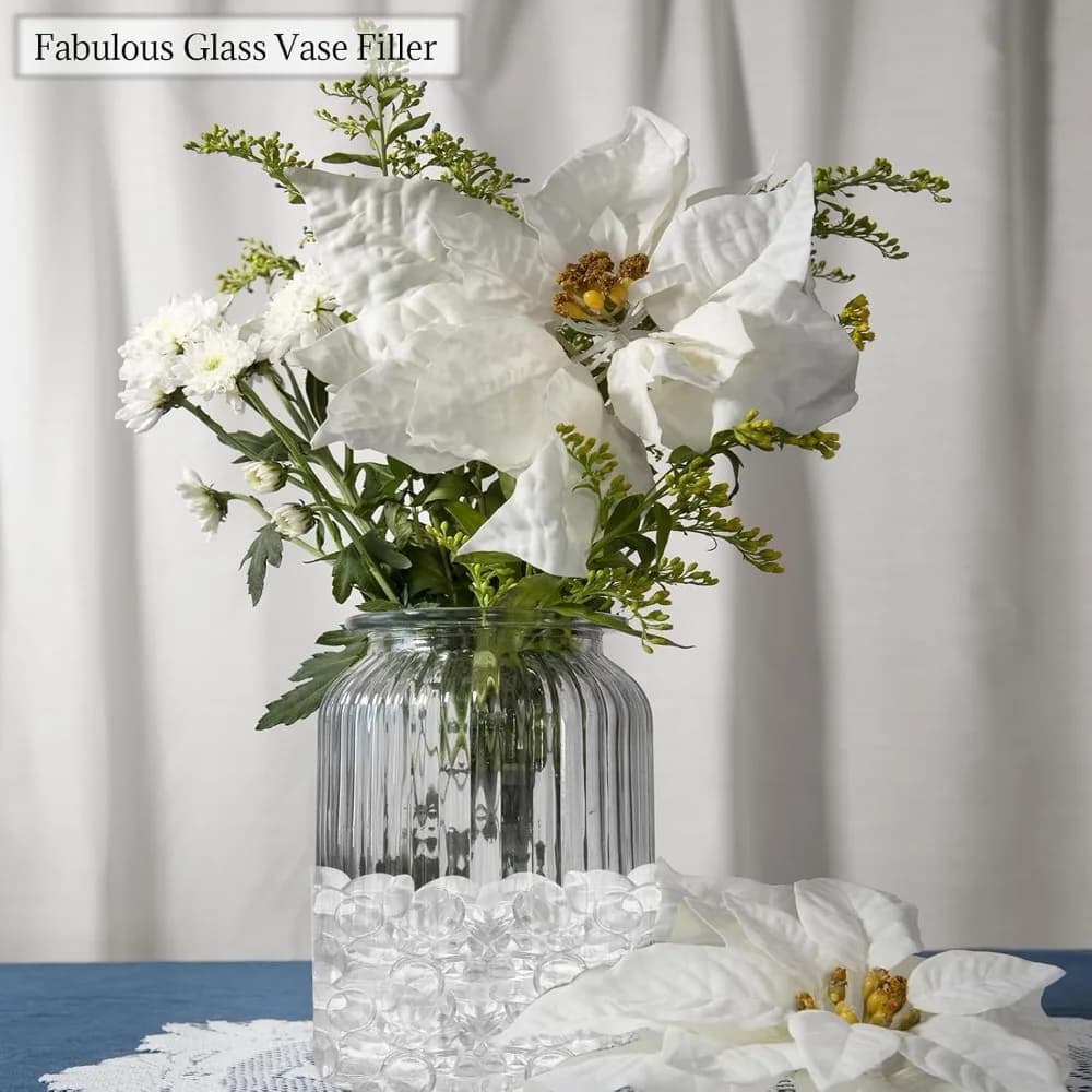 Clear Glass Beads for Vases Filler Flat Glass Pebbles Marbles for Flower Arrangement Candle Centerpieces Wedding Decorations and Crafts