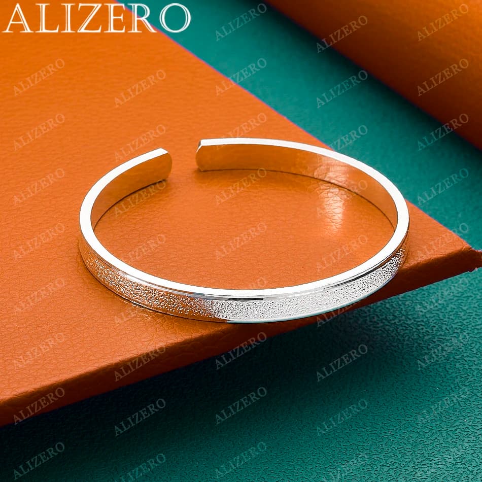Bracciale in argento sterling 925 satinato al centro per donna, gioielli alla moda per feste e uso quotidiano
