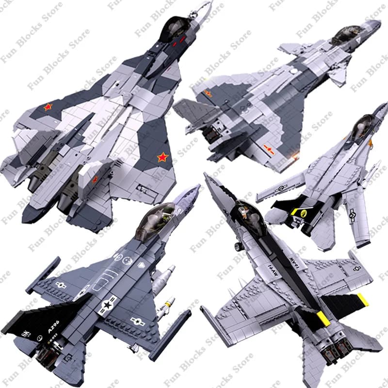 Sluban MI-24 Kamov Ka-52 elicottero F/A-18 F-14 aereo da combattimento Building Blocks WW2 aerei mattoni modello militare giocattoli per bambini regalo