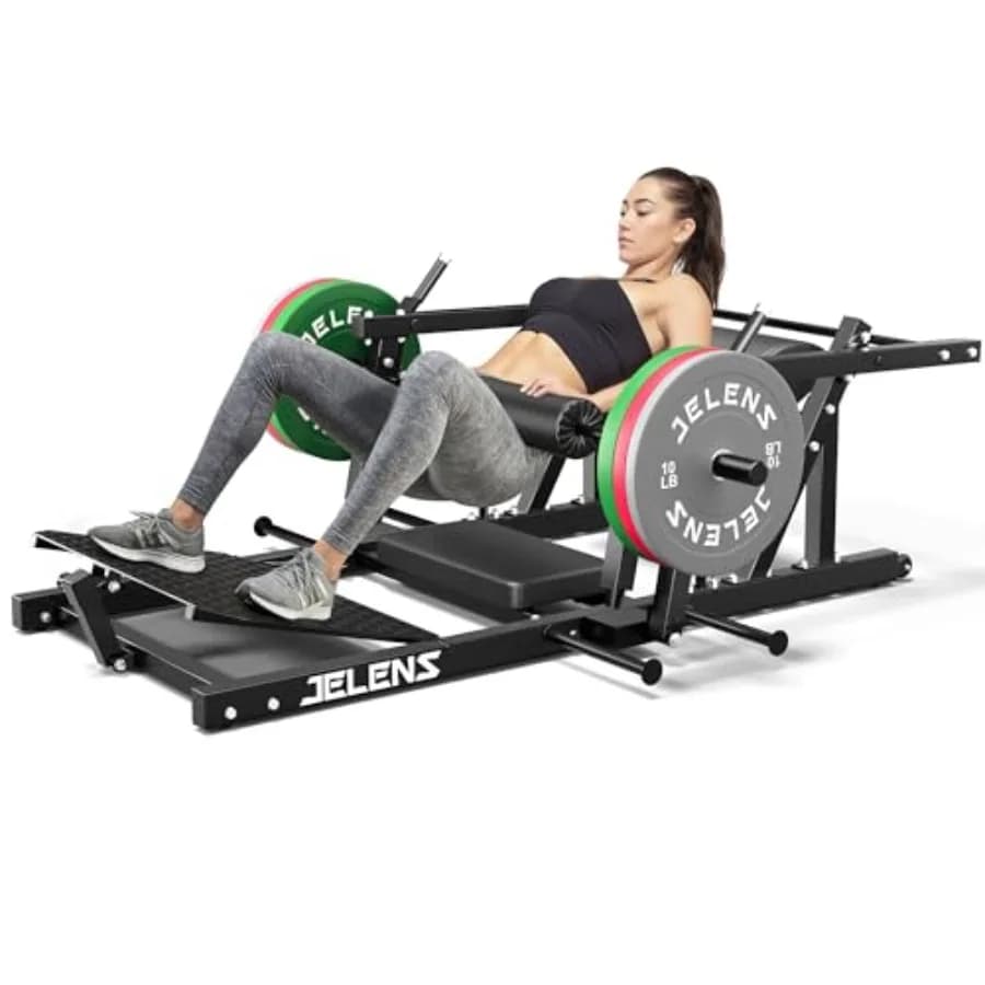 Hip Thrust 800LB, Glute Bridge Machine with Bearing, Weight Loading Equipment, Black, Resistant