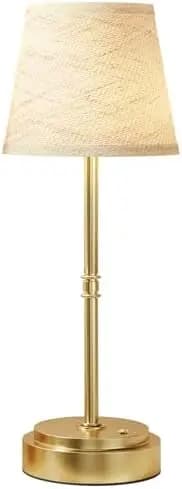 Lampada da Tavolo Ricaricabile Senza Fili - 7500mAh Lunga Durata, Ottone Anticato, Luce da Scrivania Accogliente per Casa e Ristorante