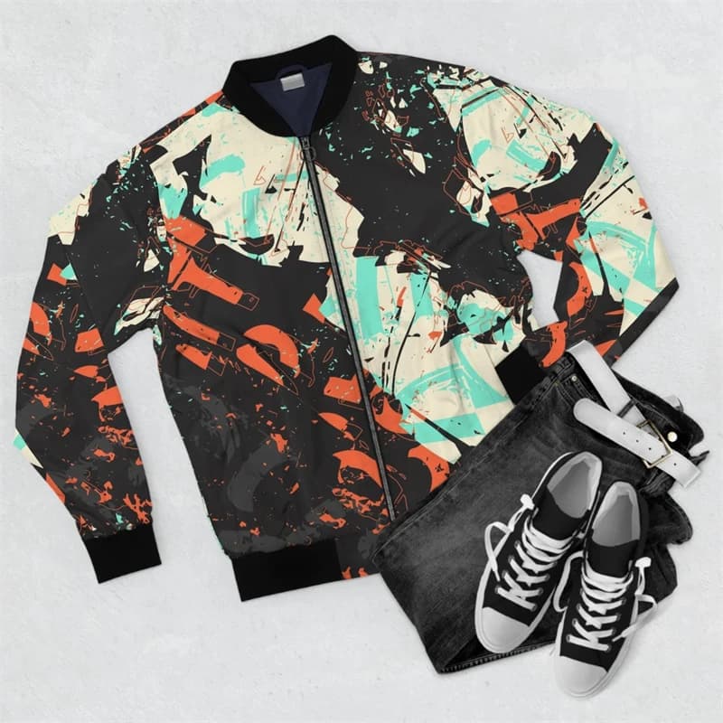 Giacca bomber da uomo primavera autunno Harajuku striscia colorata 3D tute con zip stampate all over giacca con cerniera casual abbigliamento Y2K