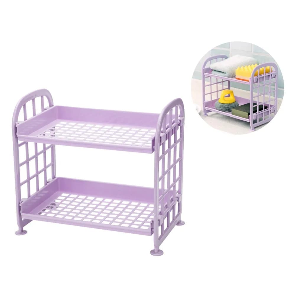 2 Layers Plastic Kitchen Storage Rack Bathroom Shelf Organizer for Soap Shampoo Lotion Brushes Countertop Toilet Desktop Use