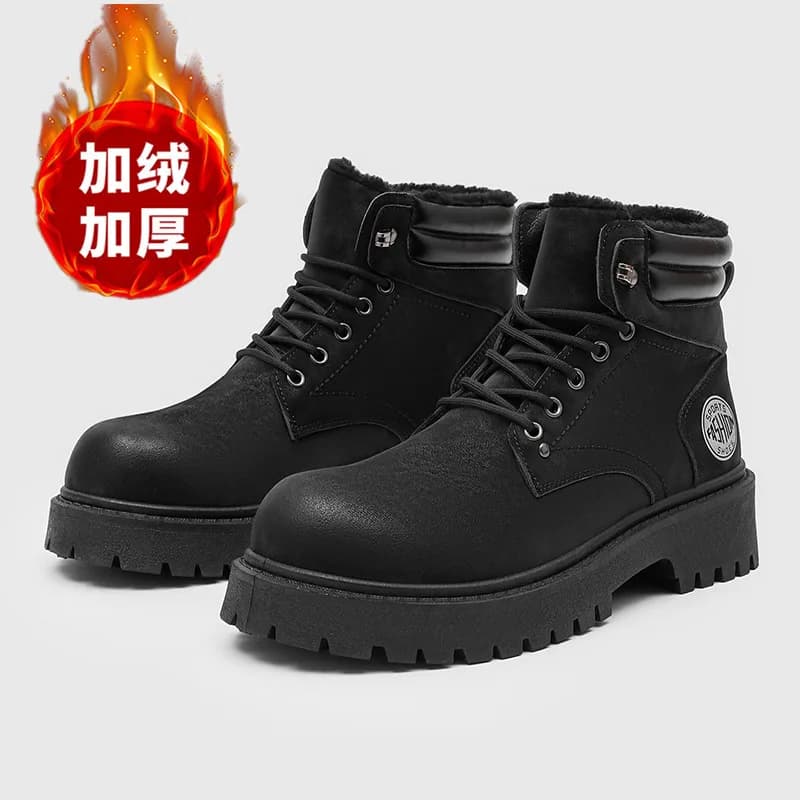 Stivali da neve impermeabili da uomo con fodera in peluche, suola per sneaker antiscivolo e resistente all'usura, stivali casual invernali caldi
