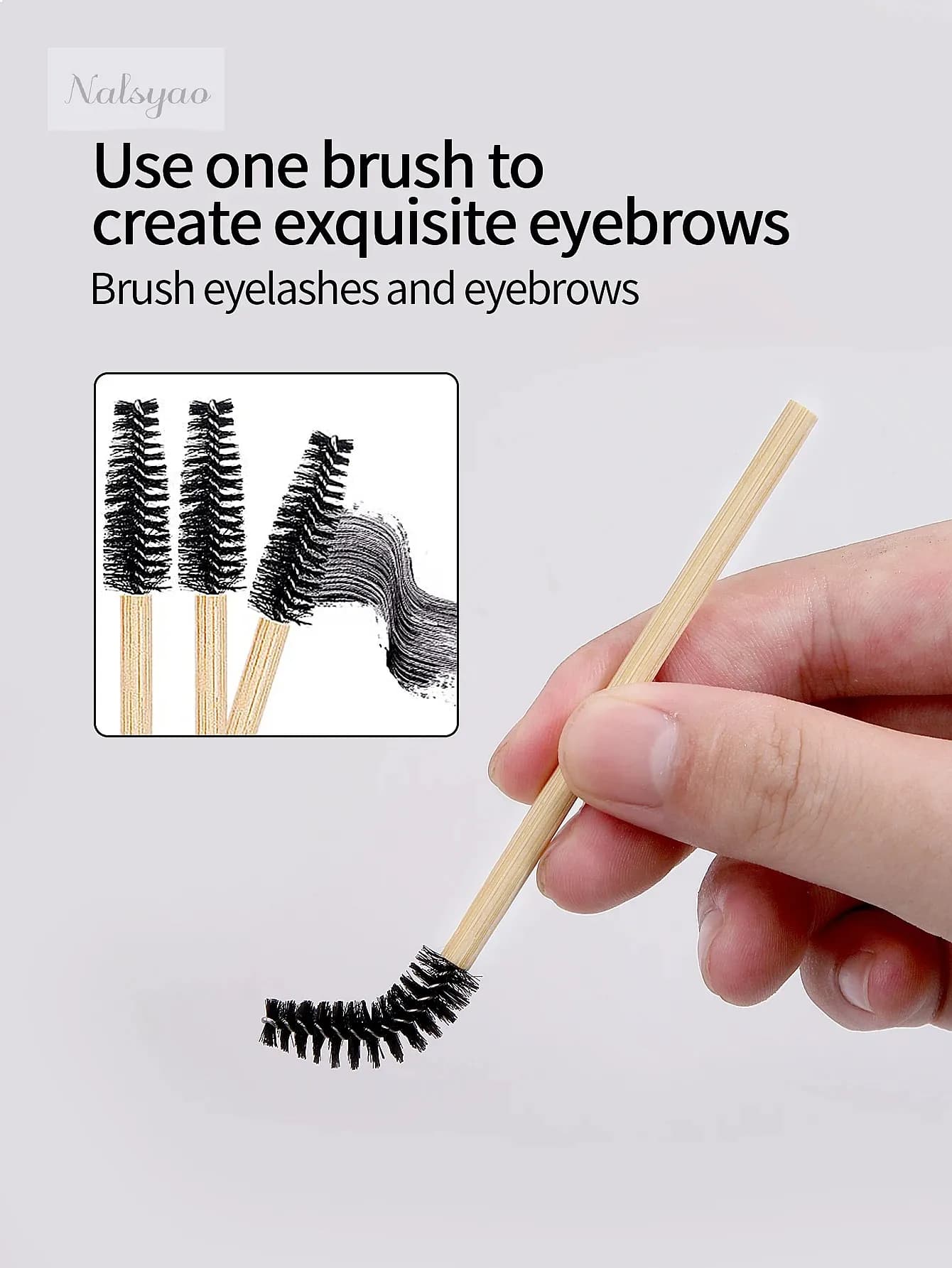 50Pcs Bamboo Handle Eyelash Brush Mascara Wands Applicators Eye Lash Curling Comb Makeup Tools