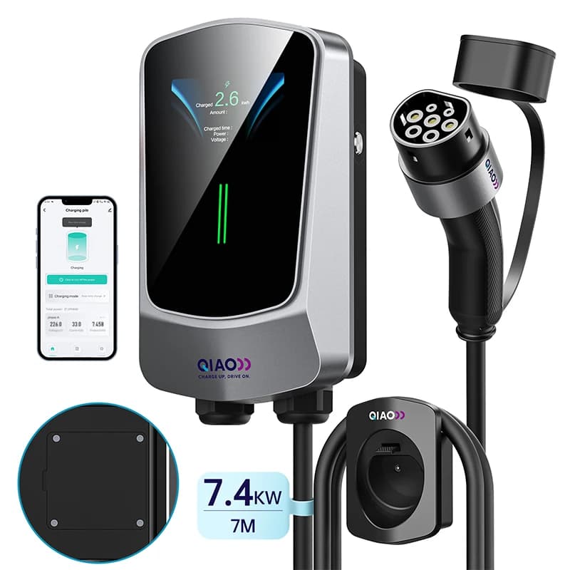 Caricatore EV 7.4KW 32A Tipo 2 IEC62196-2 con Cavo di Ricarica DLB 7M, App Smart WiFi, Display LCD 4.3' per Stazione di Ricarica Auto Elettriche