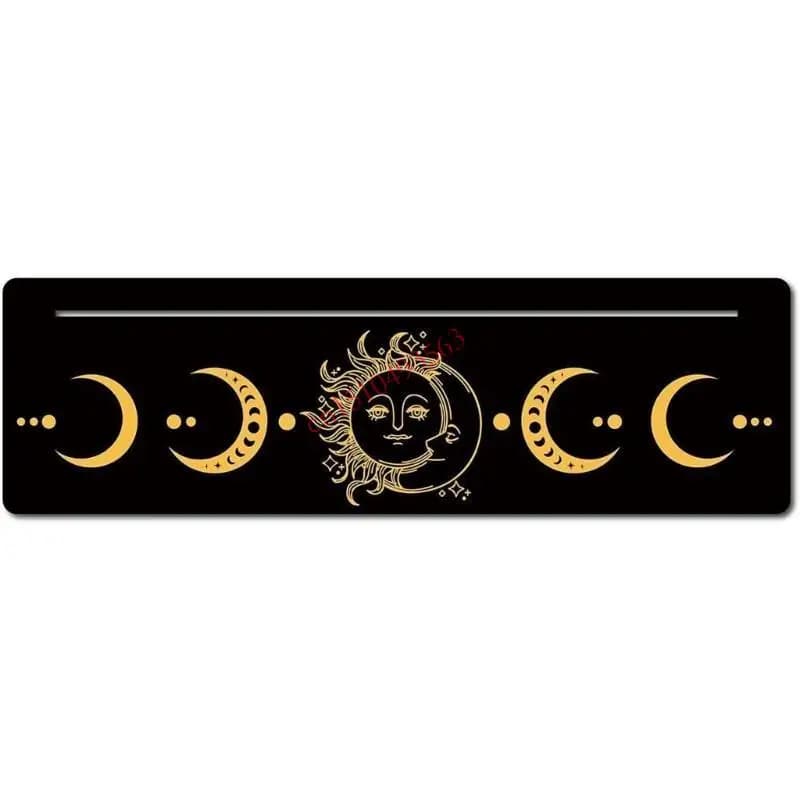 Porta carte rettangolari a forma luna Strumenti per divinazioni delle streghe Supporto per carte dei tarocchi in legno 448C