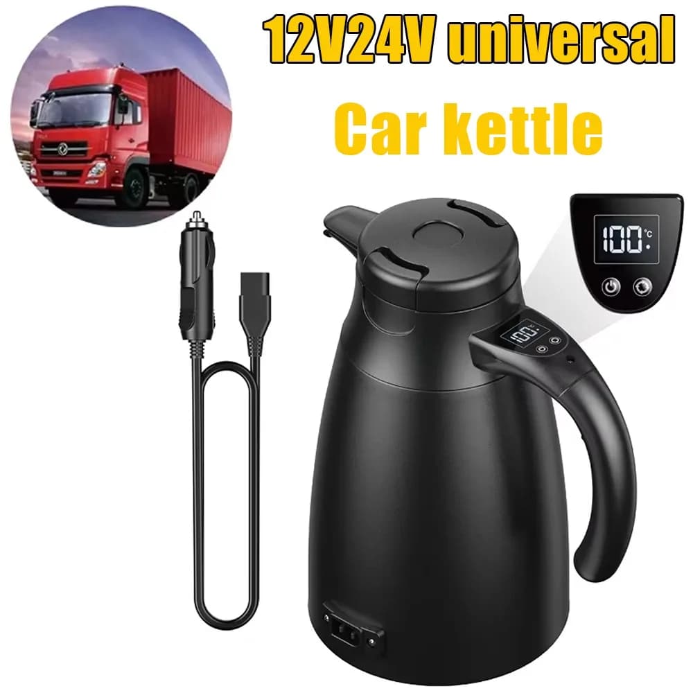 Bollitore Elettrico per Auto 2026, 12V 24V Universale, in Acciaio Inox 304, Riscaldamento e Isolamento Integrati, per Viaggi e Campeggio