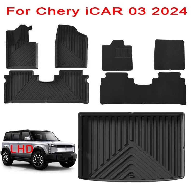 for Chery iCAR 03 2024 Car Floor Mats TPE Waterproof Cargo Liner Trunk Mats Left Hand Drive Floor Liners