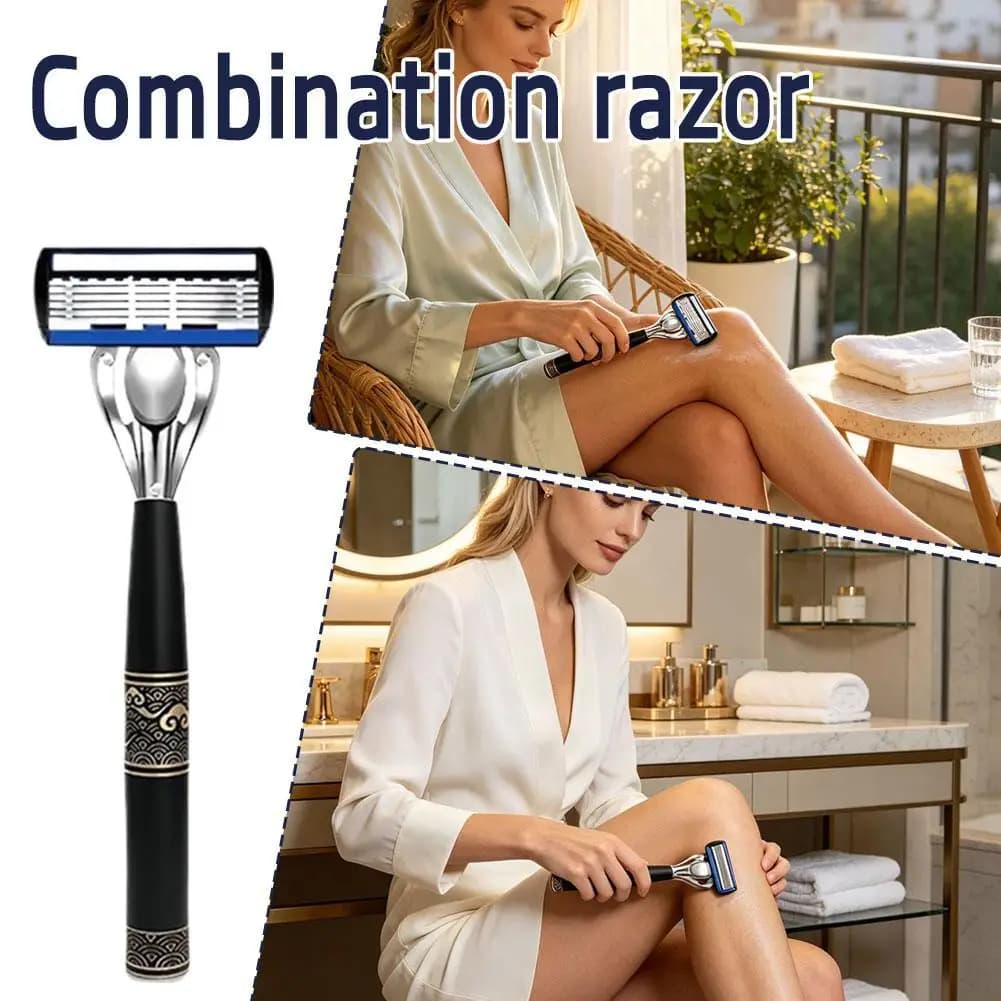 Manual Shaving Razor Men 6 Layer Shaver Blades With Trimmer Metal Handle Face Beard Hair Razor Shaver Replaceable Blades