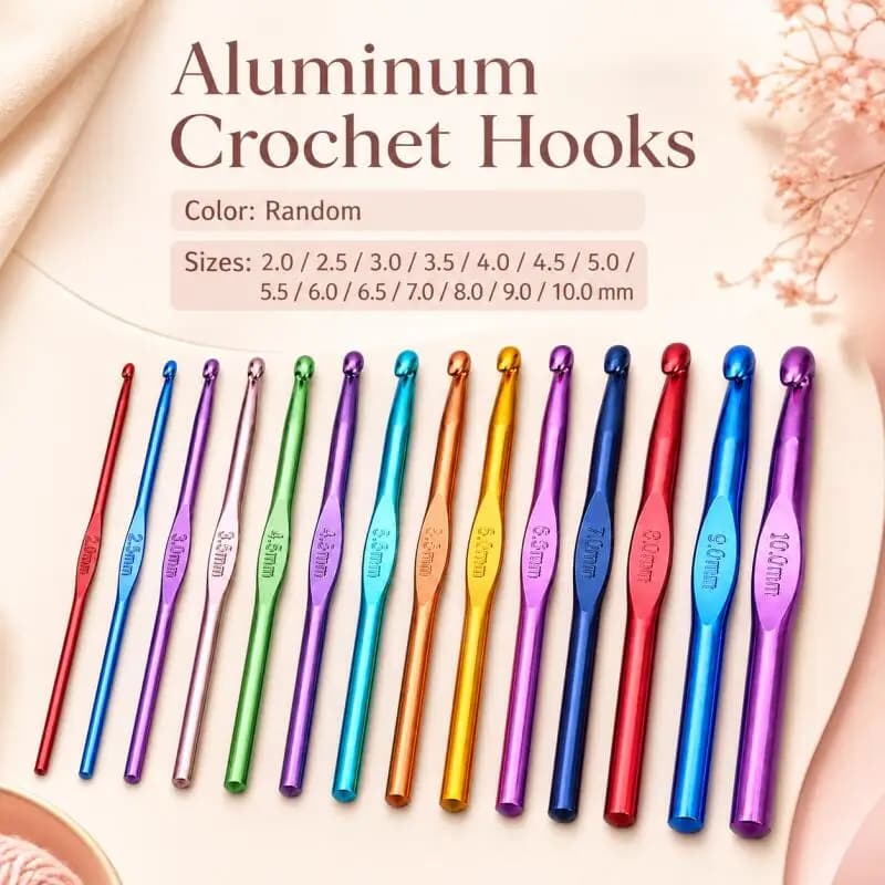5/10/15/20Pcs 2~10MM DIY Crochet Hook Colorful Aluminum Metal Handle Knitting Needles Single Head for Yarn Crafts Apparel