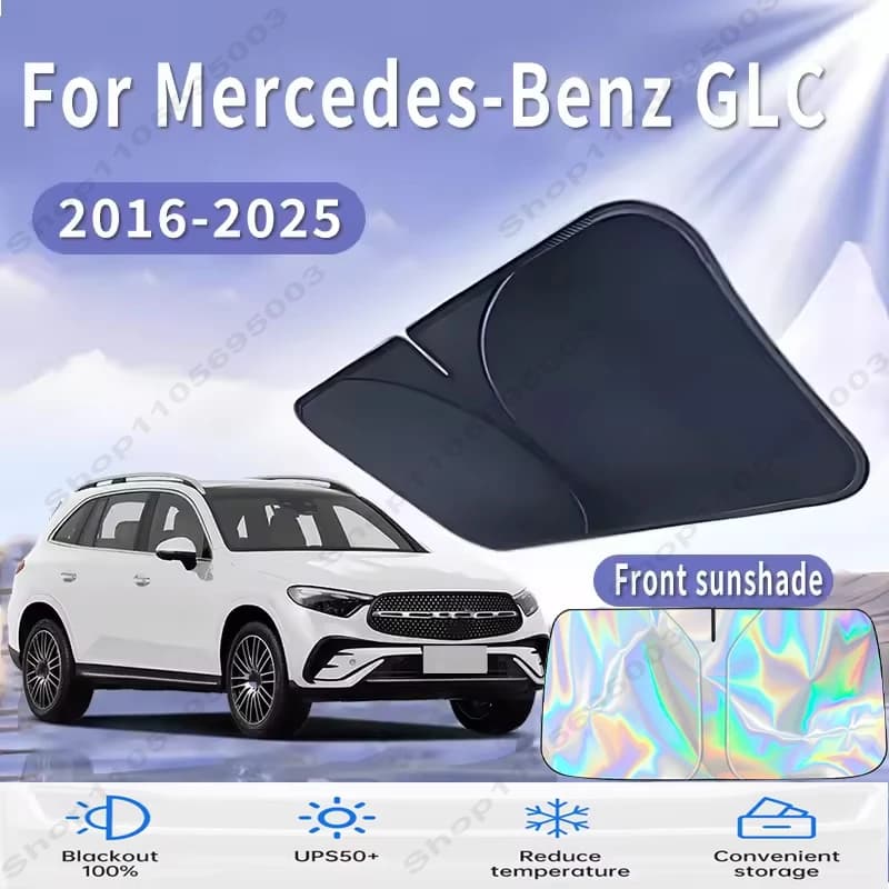 Front Windshield Sun Shade For Mercedes-Benz GLC 2016~2025 Custom Fit Foldable UV Reflective Sun Heat Protection Car Interior