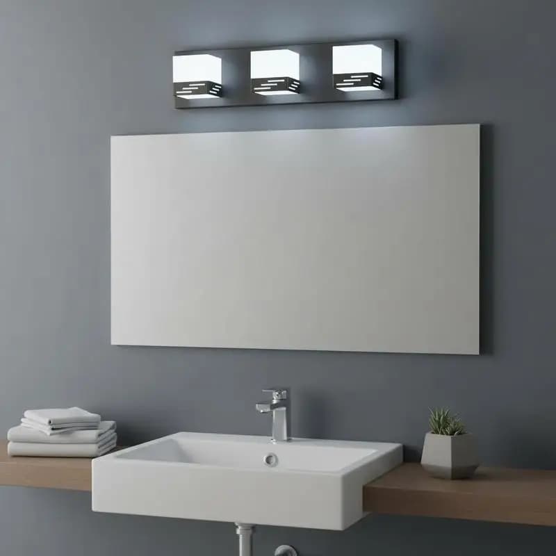 Contemporary Wall Sconce 19.69-Inch For Bathroom Living Room Bedroom, 6000K Cool White LED Integrated Matte Black Finish Metal Acrylic Shade Mirror Front Lighting Appliance 3-Light Design Indoor Use