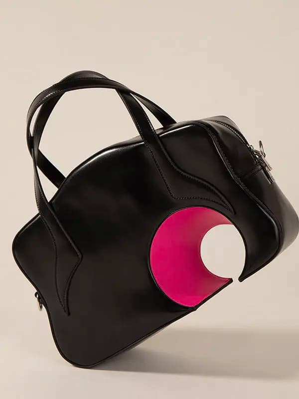 WTAII 23 New Geometric PU Leather Crossbody Bag Unisex Single Shoulder Sling Bag Fashionable Hole Punching Design Casual Use