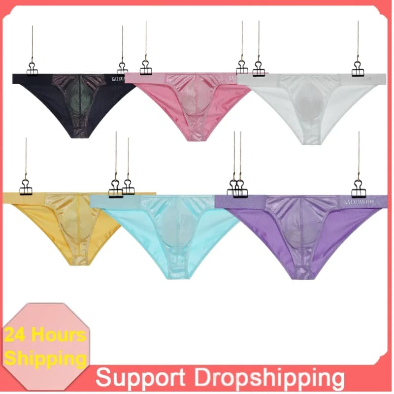 Men's Briefs Underwear Sparkling Soft 3D Pouch Underpants Cool Breathable Underwear Trendy Personallity Male Jockstrap