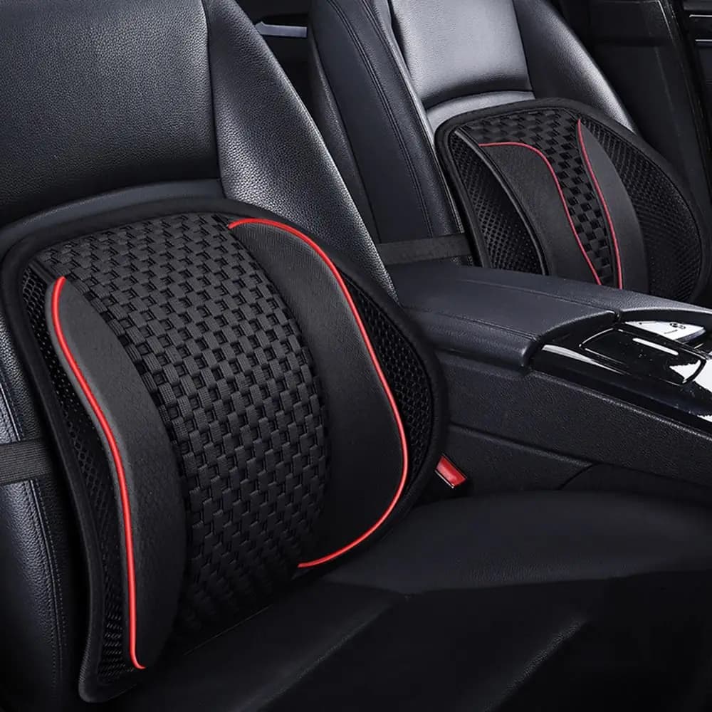 Cuscino Lombare per Auto con Massaggio, Supporto Lombare in Seta Ghiacciata con Perline di Legno, Cuscino Lombare Traspirante per Sedile Auto