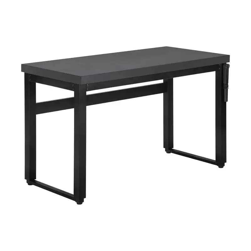 Scrivania in piedi regolabile per ufficio domestico, piano in laminato grigio da 48" con struttura in metallo nero, design moderno contemporaneo per laptop