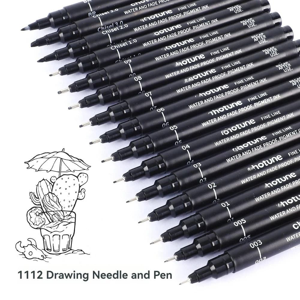15/3 Dimensioni Penne Fineliner Nero Micro Pigmento Liner Penna Multiliner Penna da disegno per Artista Schizzi Disegno Disegno Comico Design