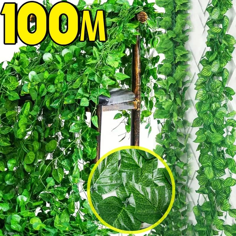 100/2M Artificial Green Edera Vite Ghirlanda Plants Finte Rattan Suspended Creeper Garlands Garden Feast of Wedding Wall Decorations