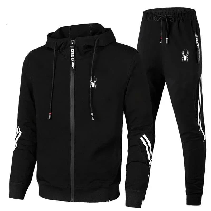 Tute da uomo primavera autunno set felpa con cappuccio a maniche lunghe + pantaloni da Jogging 2 pezzi tute da corsa Fitness abbigliamento sportivo abbigliamento Casual