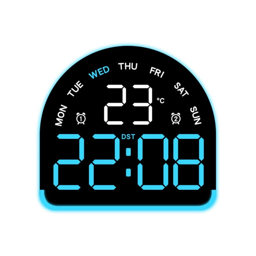 Orologio da parete elettronico a parete Temperatura Data Orologi LED digitali Sveglie multifunzionali 12/24 ore per camera da letto