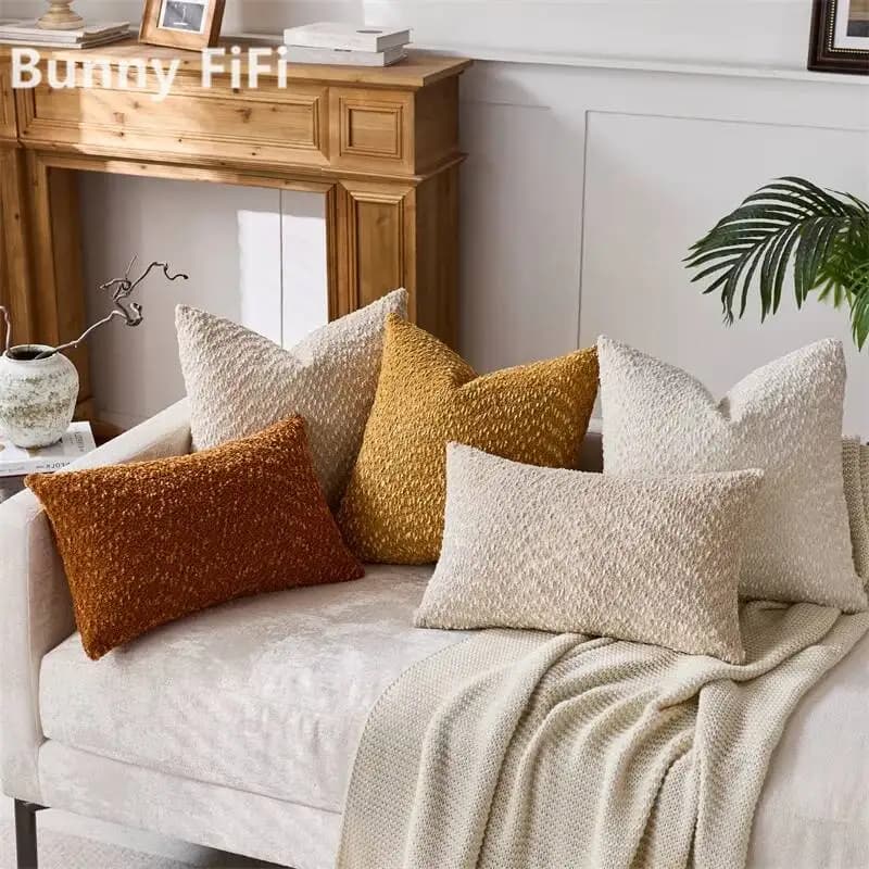 Soft liner for pillow in textured chenille, synthetic fur, striped velvet, decorative, for sofa, bed, living room.