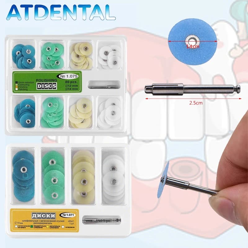 Dental Polishing DiscsSet Gross Reduction Contouring Teeth Whitening Polimento Discs & Mandrel Stripes