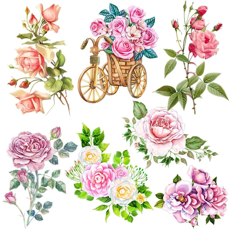 Tre Ratels QCF192 Acquerello dipinto a mano bouquet di cartoni animati adesivo da parete artistico decalcomanie correttore antigraffio