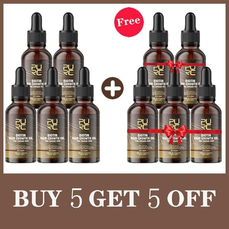 PURC Biotin Hair Oil Hair Growth Products for Men Women Set Preventive Baldness Hair Loss Treatment Fast Regrowth Care Serum