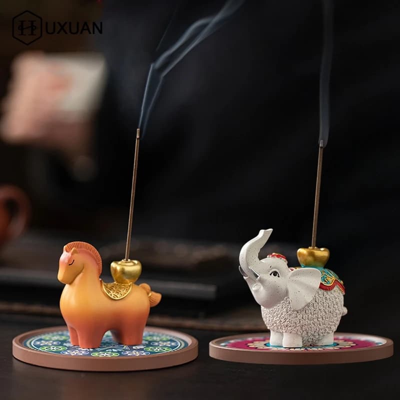 【NEW】Horse-shaped And Elephant-shaped Shaped Incense Burner Stick Holder Animal Shaped Home Vintage Incense Holders