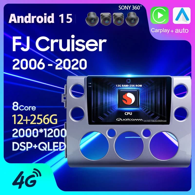 Android 15 Per Toyota FJ Cruiser J15 2006 2007 - 2020 Autoradio Carplay Auto GPS Multimediale 2Din DVD Video WIFI + 4G Lettore Stereo