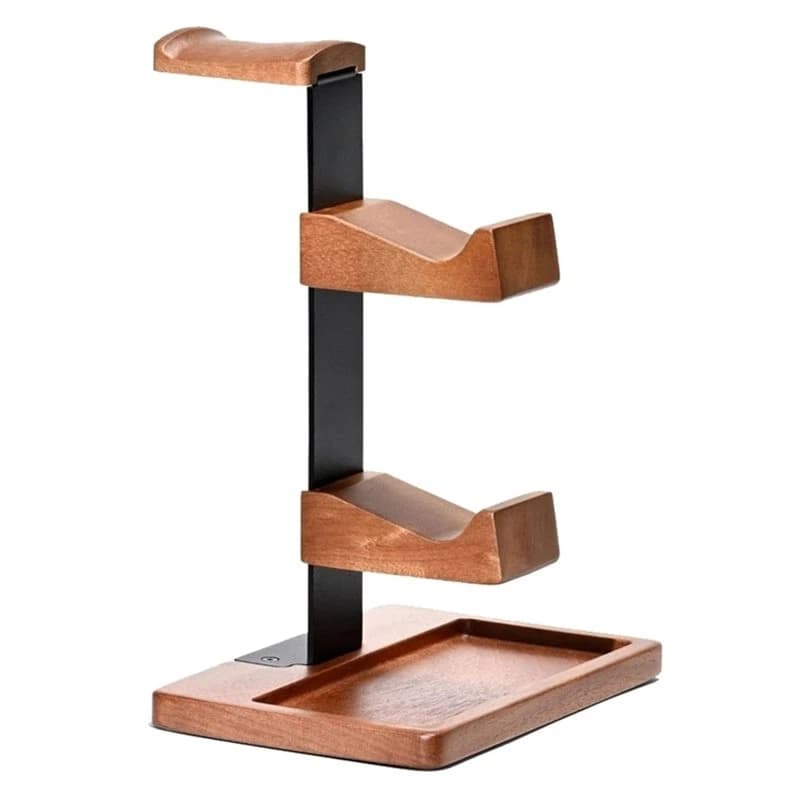 M52K-Premium Wood Headset Stand& Controller Holder With Storage Tray For PS5, For Xbox, Switch Gaming Accessories